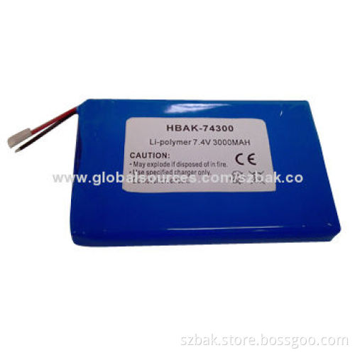 Li-polymer Battery with 7.4V Voltage and 3,000mAh Current, Suitable for DC Motors